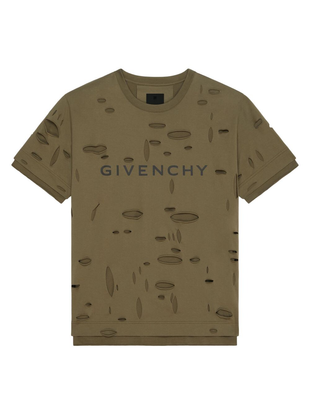 

Футболка оверсайз из хлопка с эффектом потертости Givenchy, хаки
