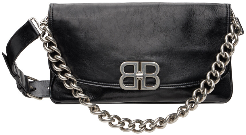 

Черная сумка с мягким клапаном BB среднего размера Balenciaga