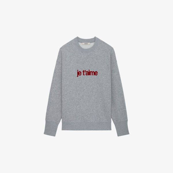 

Толстовка Oscar Je T'aime из хлопкового джерси с длинными рукавами Zadig&Voltaire, серый