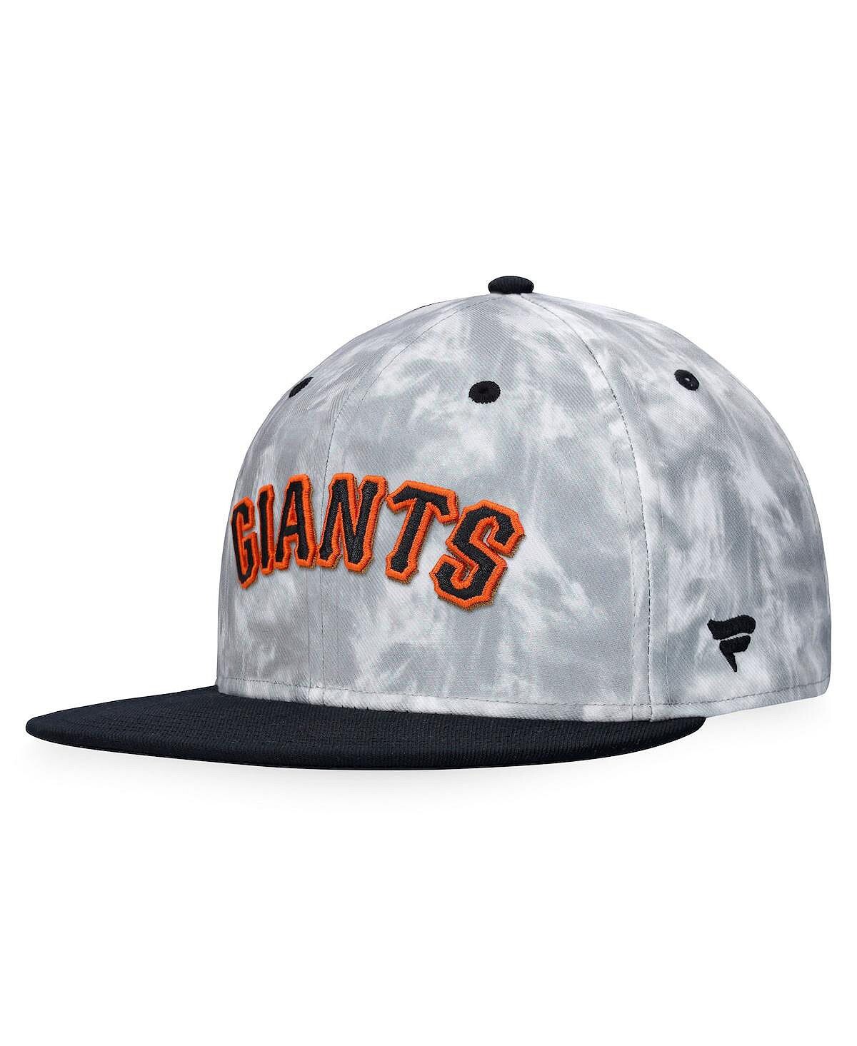 

Мужская облегающая шляпа черного и белого цвета с логотипом San Francisco Giants Smoke Dye Fanatics