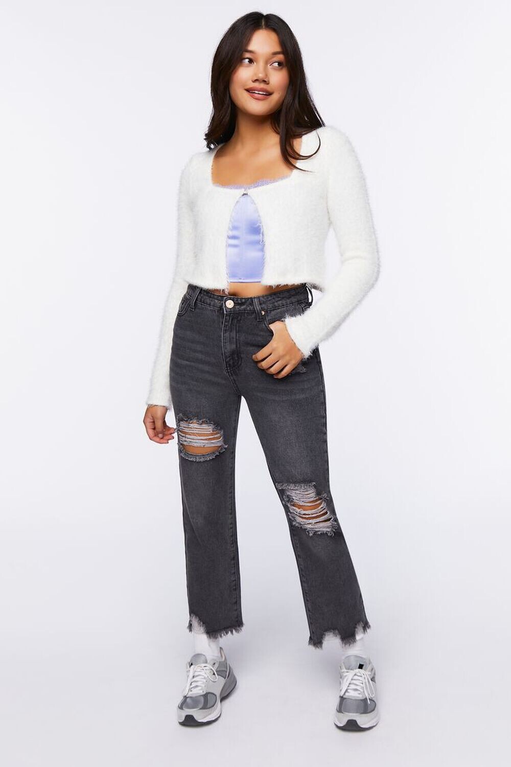 

Джинсы-бойфренды с потертостями Forever 21, черный