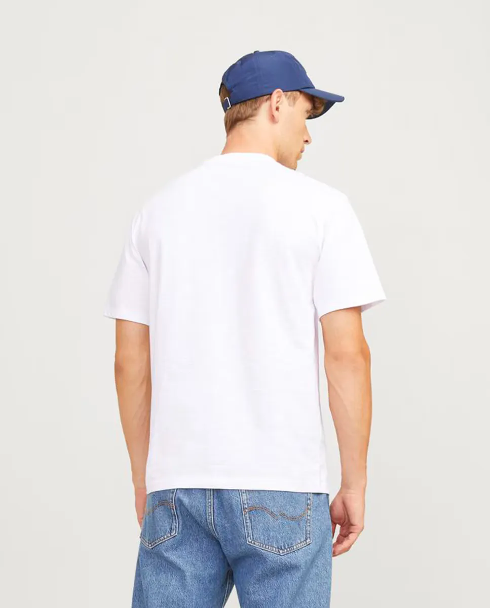 

Мужская футболка с короткими рукавами, круглым вырезом и принтом спереди Jack & Jones, белый
