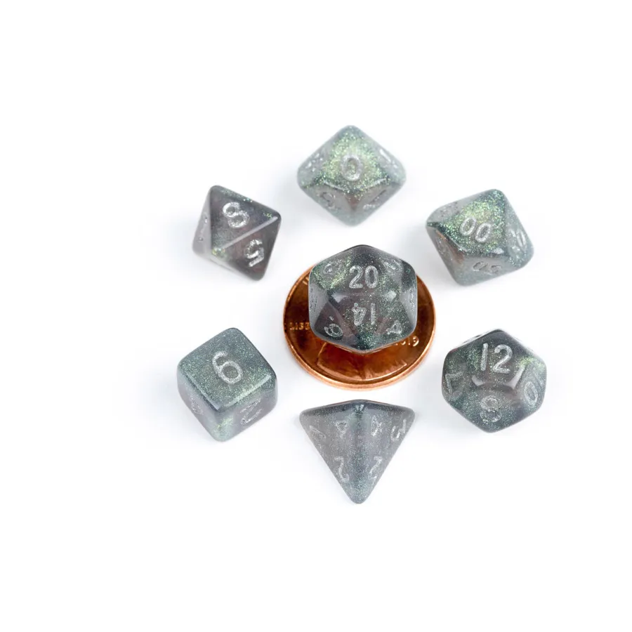 

Набор Mini Poly — серый с серебром (7), Acrylic Dice - Stardust Dice (Metallic Dice Games)