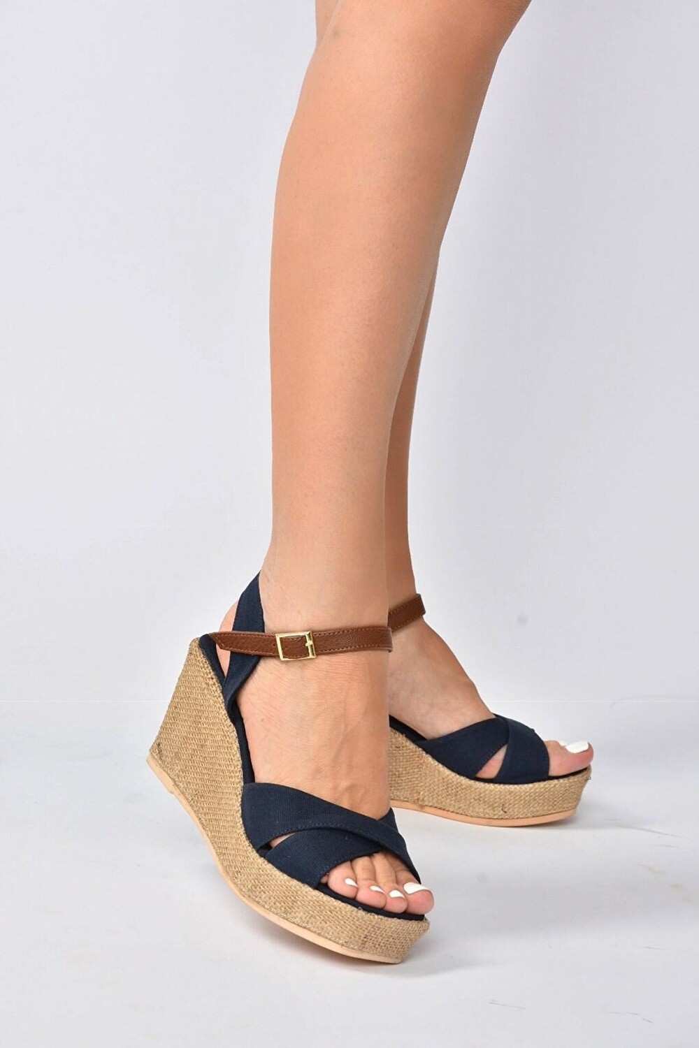 

K674195005 Темно-синие женские туфли на танкетке Fox Shoes, Синий