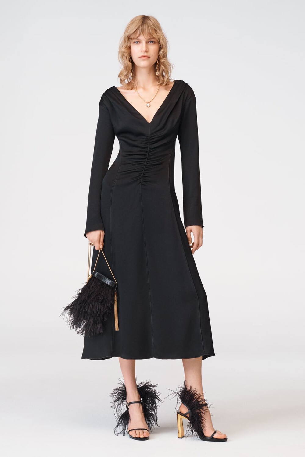 

Платье со сборками, ограниченная серия ZARA, черный