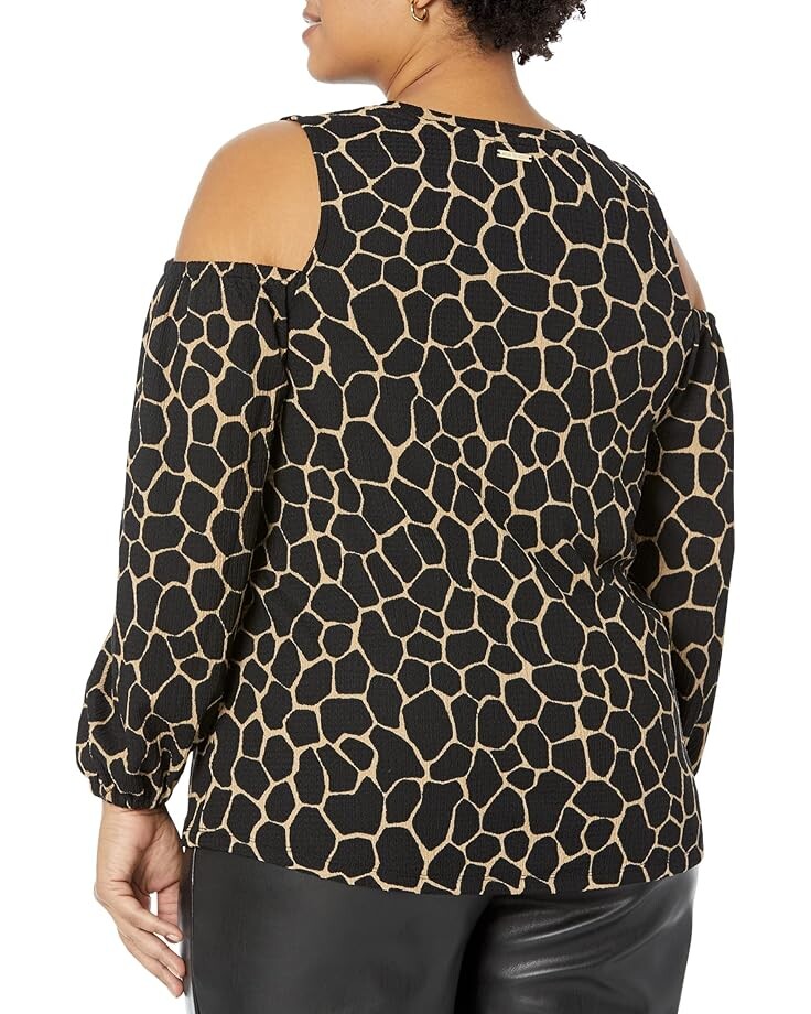 

Блуза Michael Kors Plus Size Giraffe Cold-Shoulder Blouse, хаки