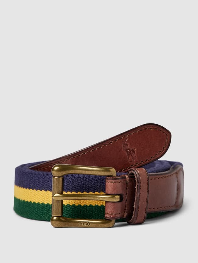 

Тканевый ремень с полосатым узором Polo Ralph Lauren, светло-желтый