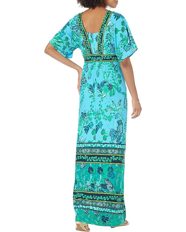 Платье Lilly Pulitzer Ilia Elbow Sleeve Maxi Dress, цвет Seabreeze Blue Plant One On You
