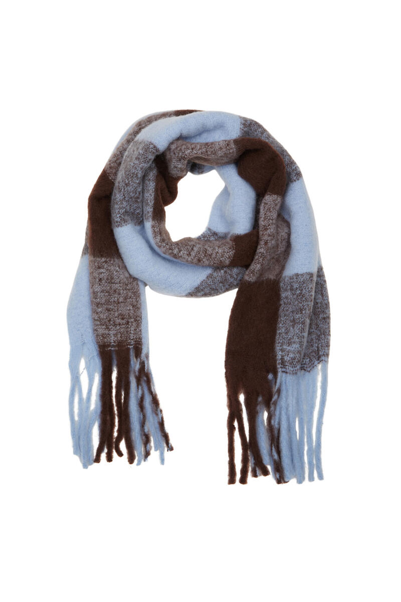 Шерстяной шарф в клетку с бахромой Selected Femme, синий шарф vista с бахромой 240х66 см фиолетовый