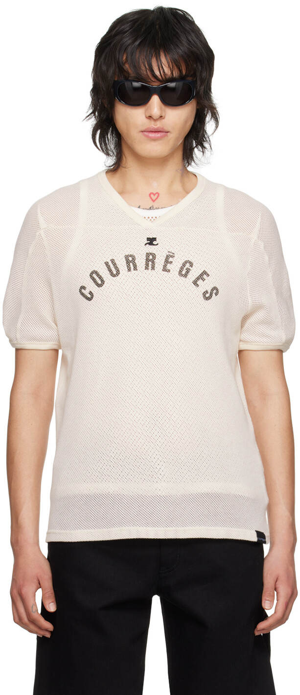 

Кремового цвета бейсбольная футболка Courreges