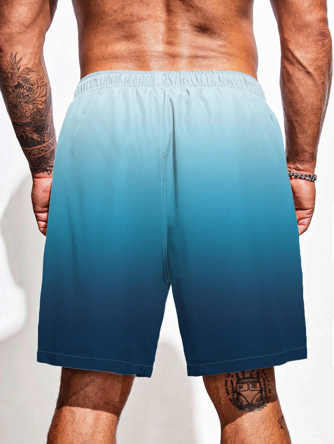 Мужские пляжные шорты больших размеров с градиентом цвета и завязками на талии, многоцветный