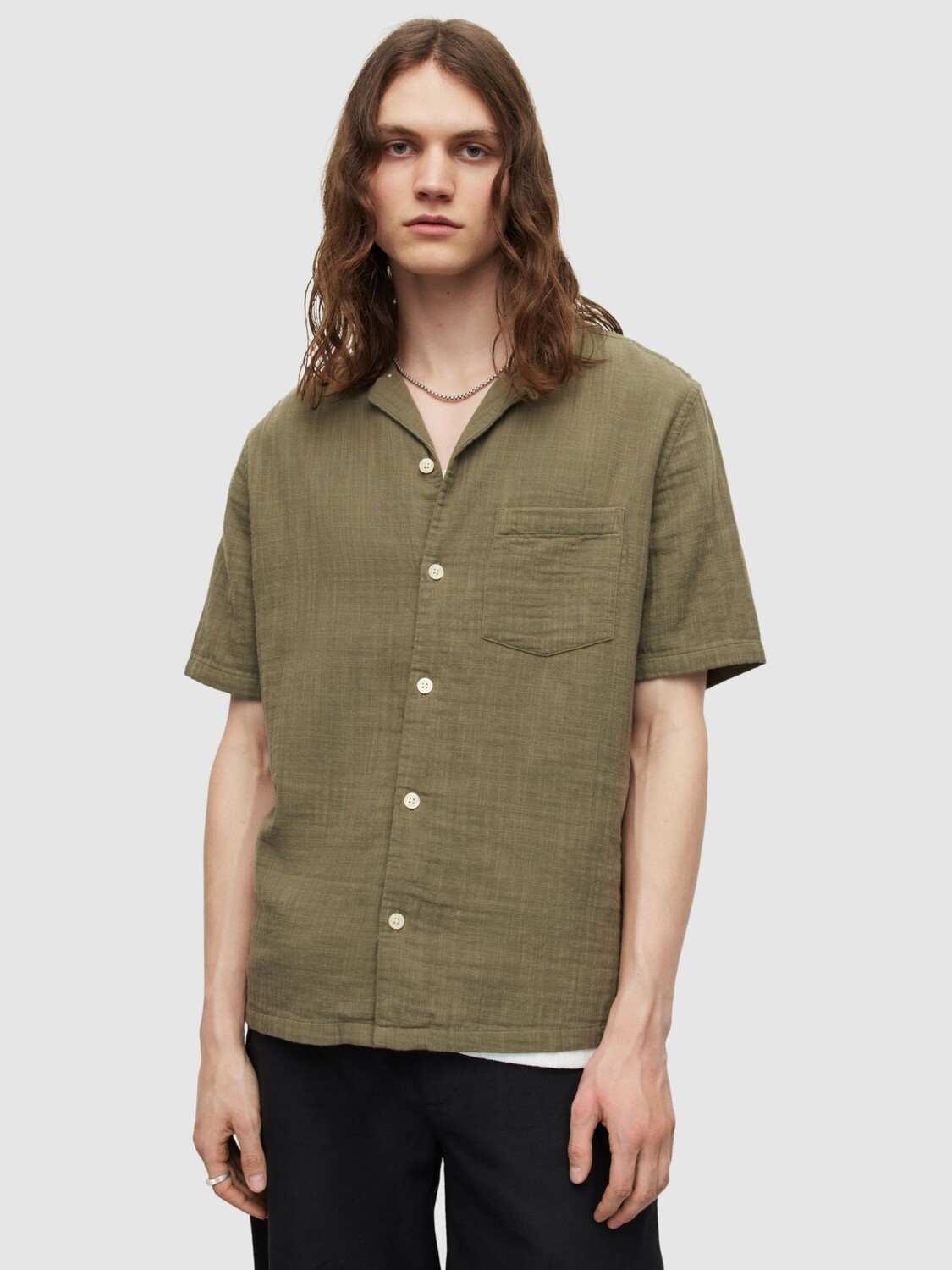 

Хлопковая рубашка AllSaints Vedra, землисто-коричневый