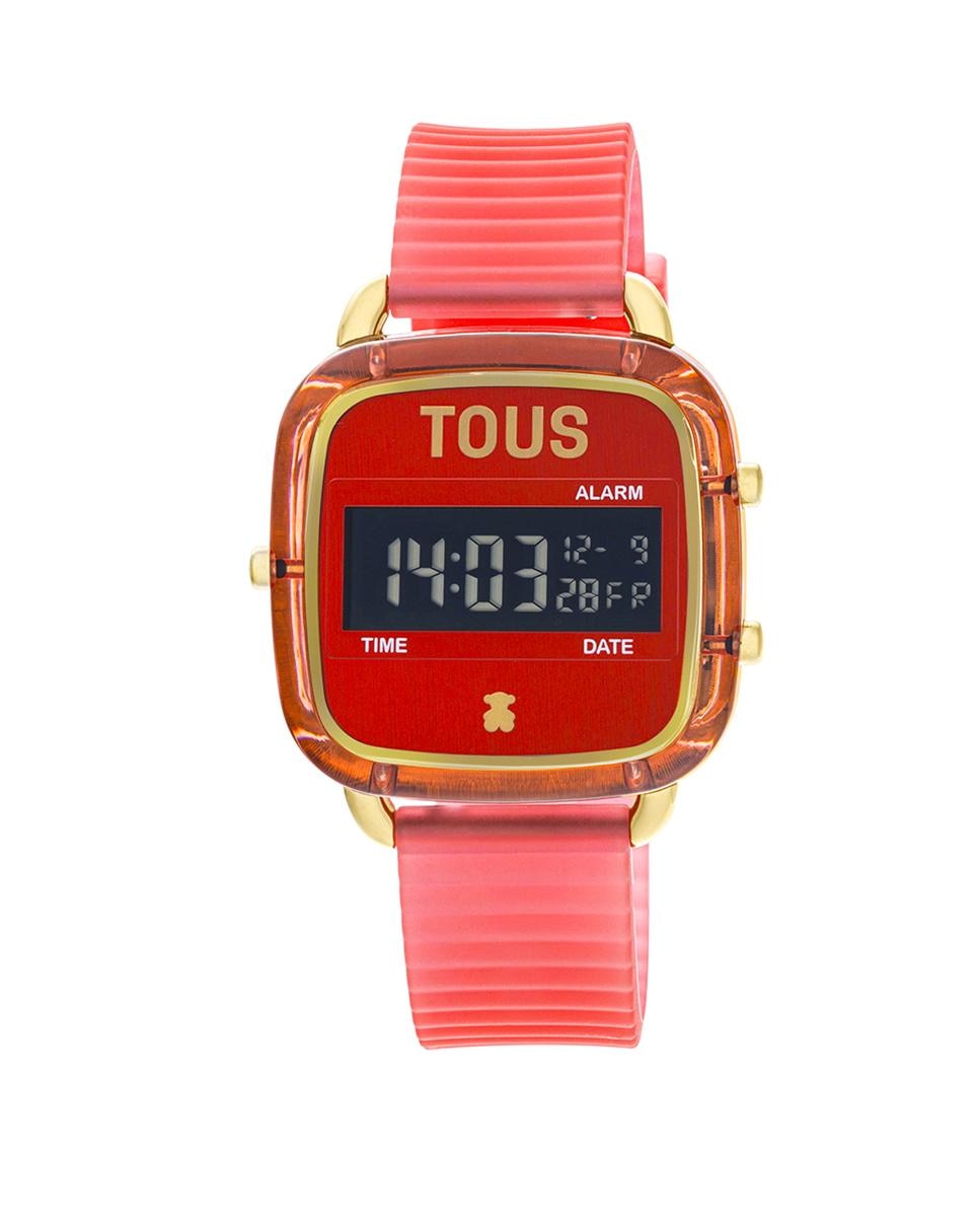 Цифровые женские часы D-Logo Fresh из поликарбоната с красным силиконовым ремешком Tous, красный цена и фото