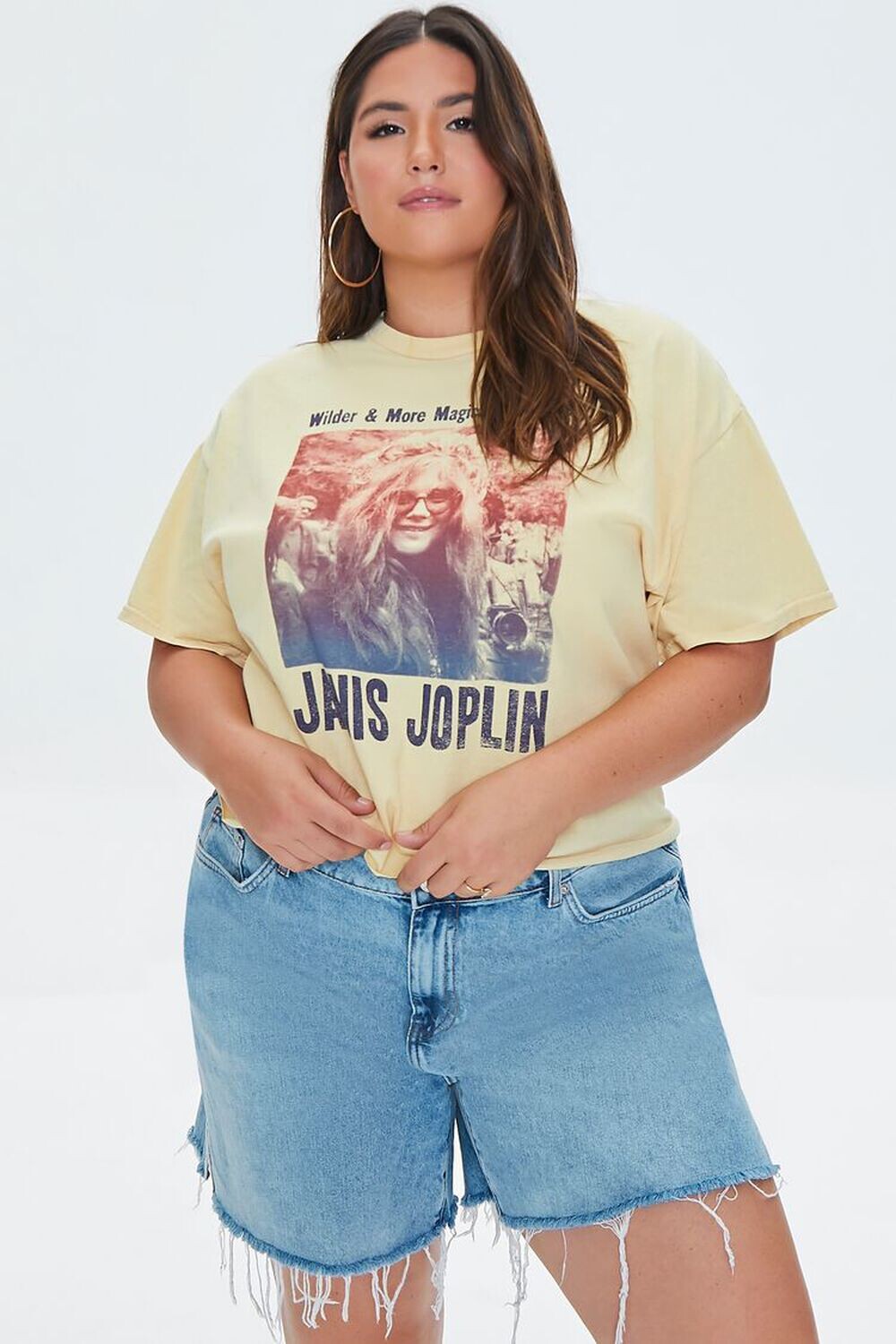 

Футболка больших размеров Janis Joplin с рисунком Forever 21, желтый