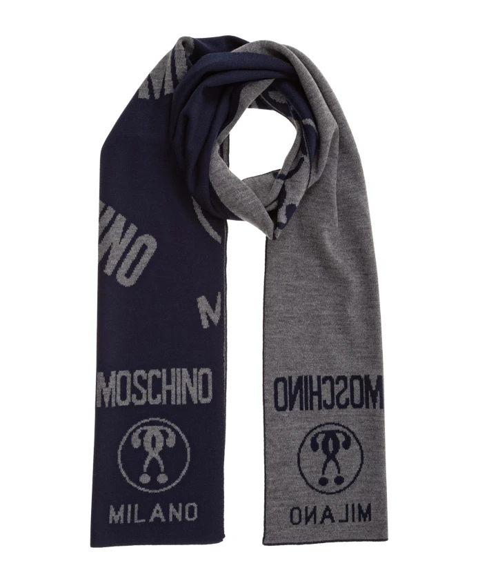 

Двусторонний шарф с двойным вопросительным знаком Moschino, синий