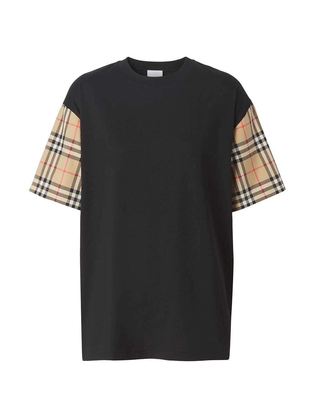 

Футболка с клетчатыми рукавами Carrick Burberry, черный