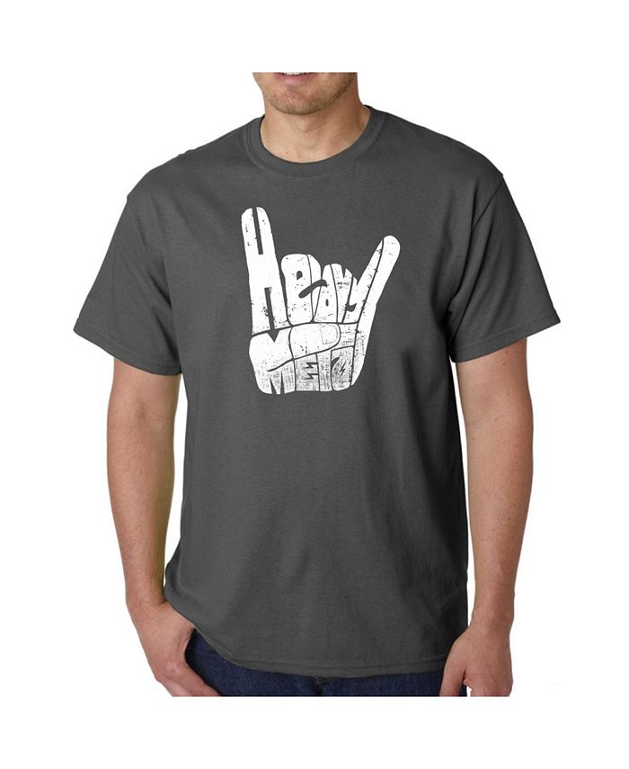 Мужская футболка с рисунком Word Art — Хэви-метал LA Pop Art, серый мужская футболка жест коза рок s красный
