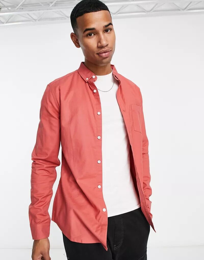 

Красная узкая оксфордская рубашка ASOS