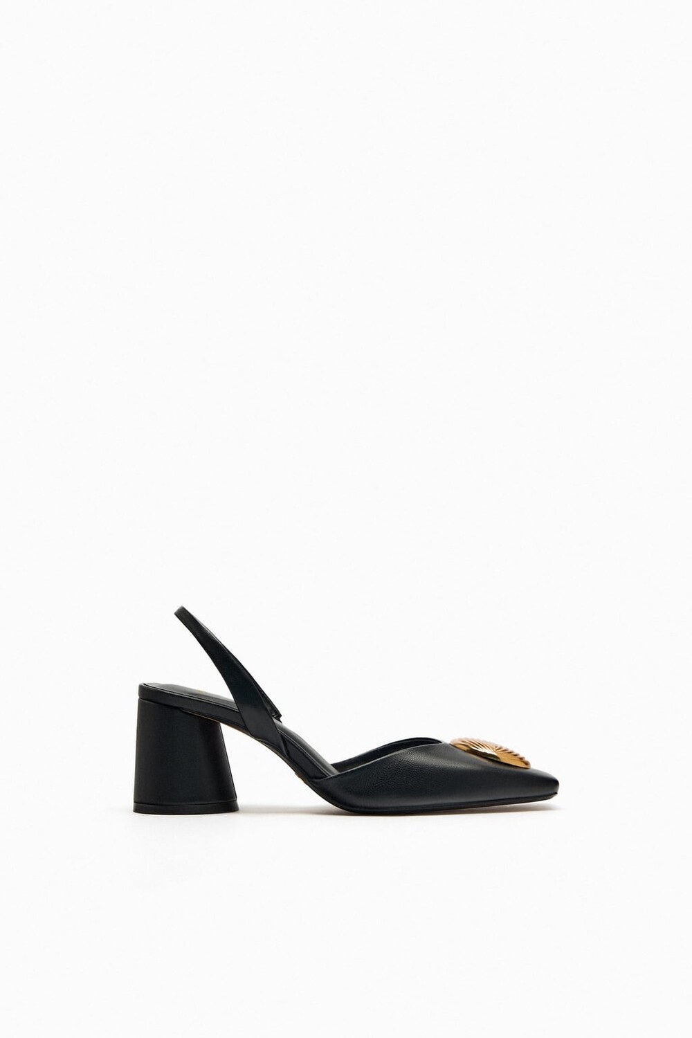 

Кожаные туфли с отделкой ZARA, черный