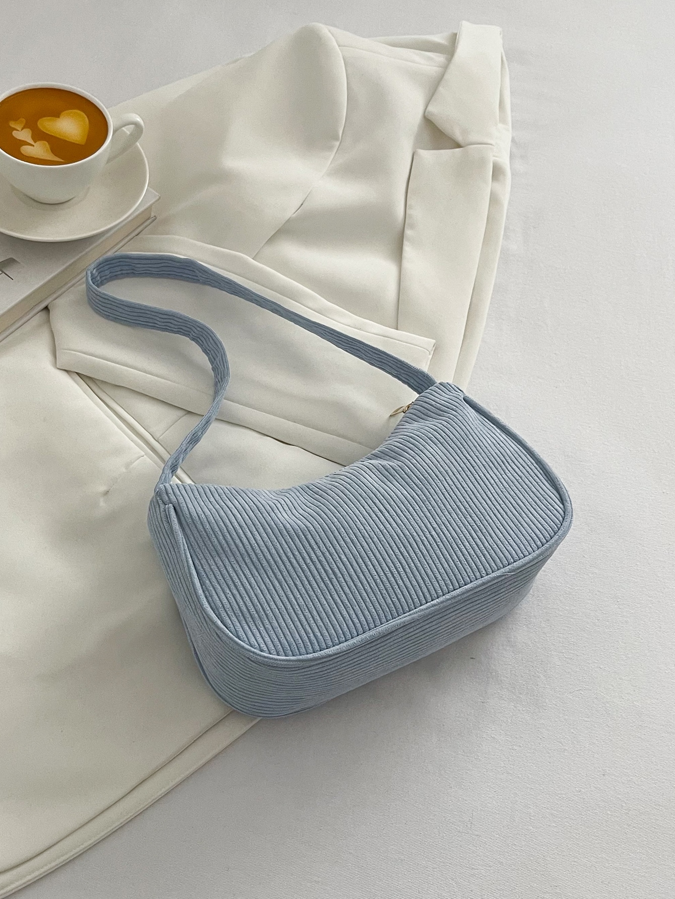Минималистичная вельветовая сумка-хобо, голубые минималистичная сумка хобо черный
