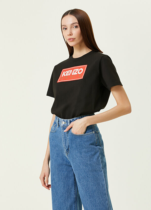 

Черная футболка с круглым вырезом и логотипом Kenzo, Черный