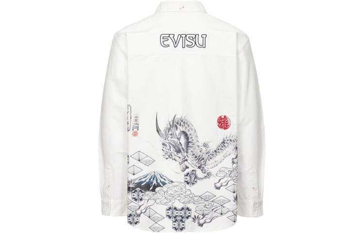 

Evisu Мужская рубашка с длинным рукавом с принтом, белая