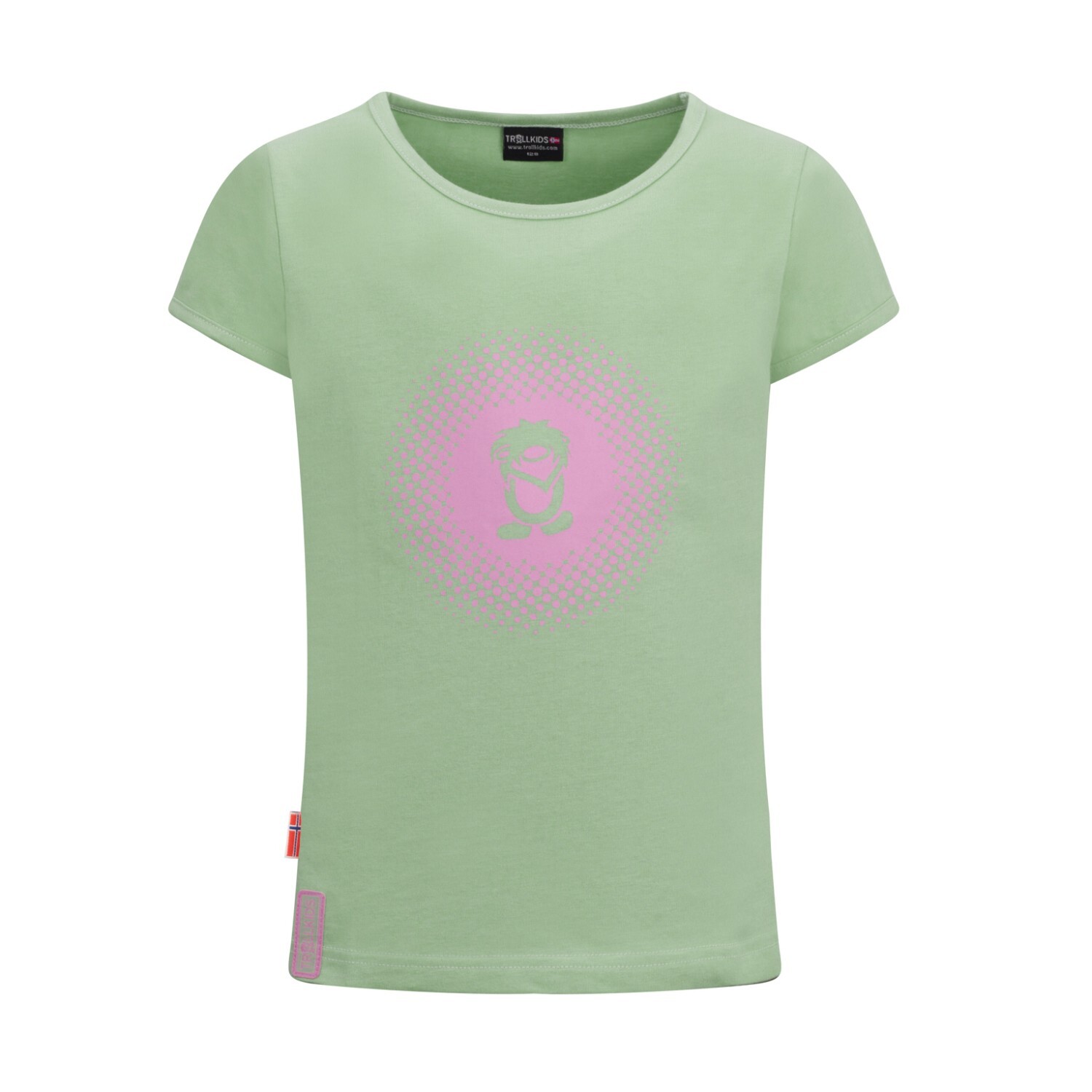 Футболка Trollkids Girls Logo T, цвет Pistachio Green/Wild Rose