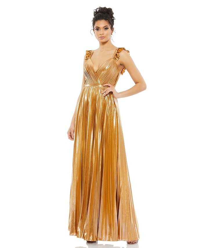 

Женское плиссированное платье без рукавов с оборками Ieena Mac Duggal, белый