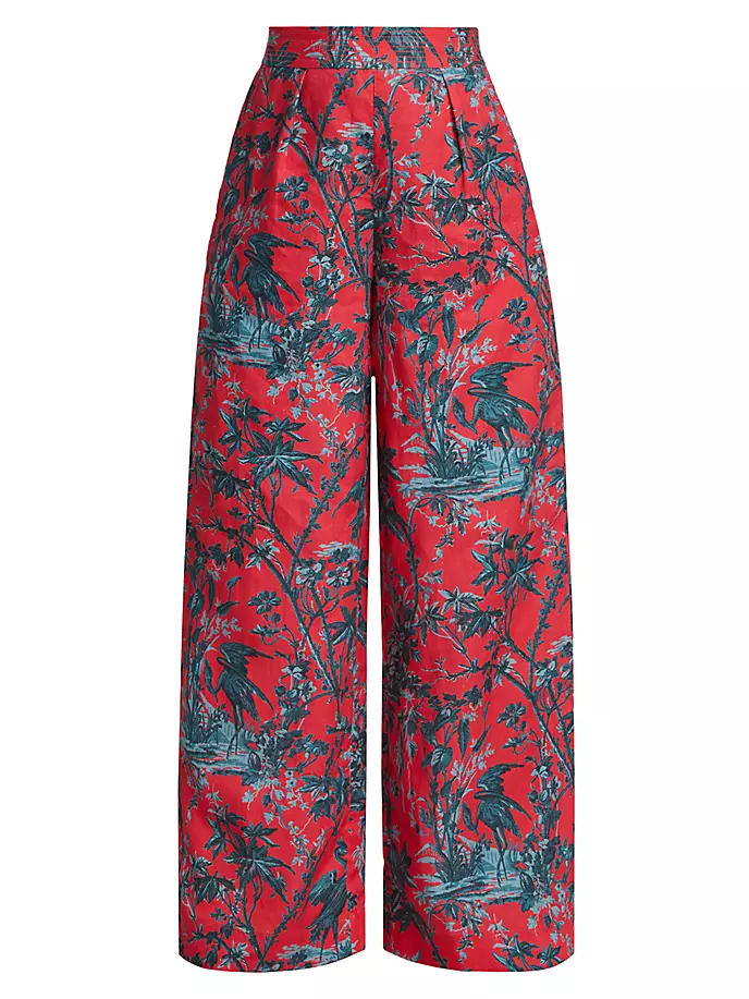 Широкие льняные брюки Josephine Cara Cara, цвет heron watermelon