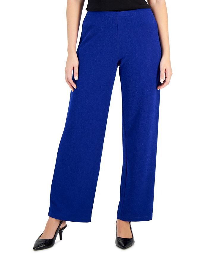 

Новые женские блестящие широкие брюки без застежки JM Collection, цвет Modern Blue