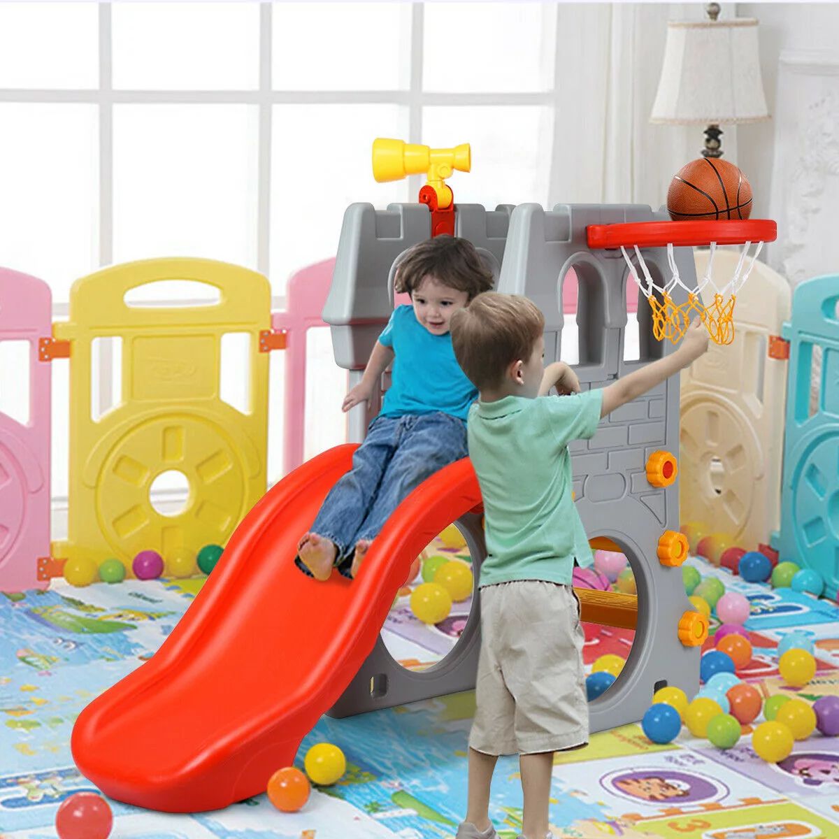 Игровой набор «Скалолаз для малышей 5 в 1» с баскетбольным кольцом и телескопом Slickblue
