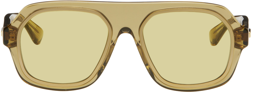 цена Желтые солнцезащитные очки в оправе Желтые Bottega Veneta