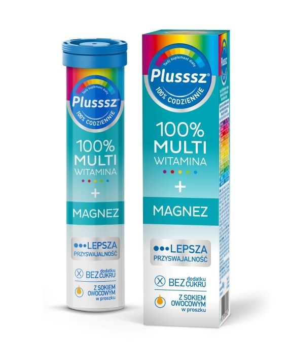 Набор витаминов и минералов Plusssz 100% Multiwitamina + Magnez Tabletki, 20 шт
