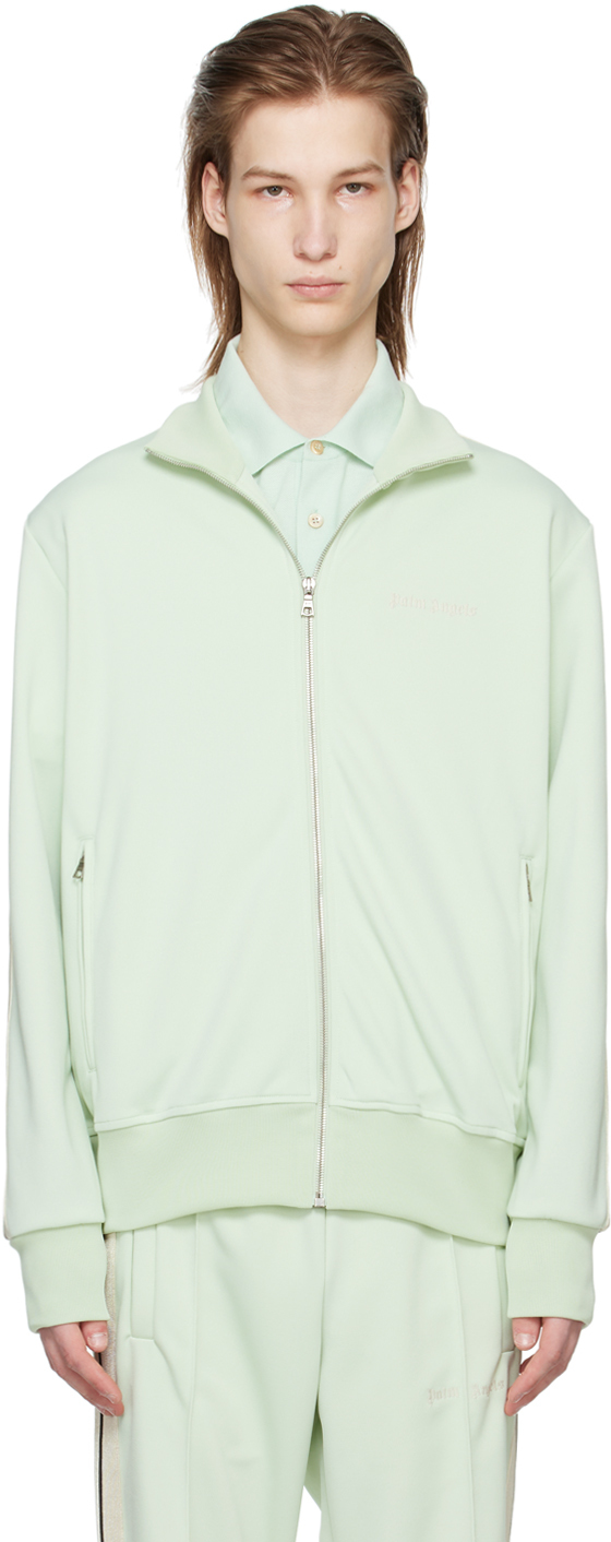Зеленая спортивная куртка в полоску Palm Angels, цвет Mint/Off-white