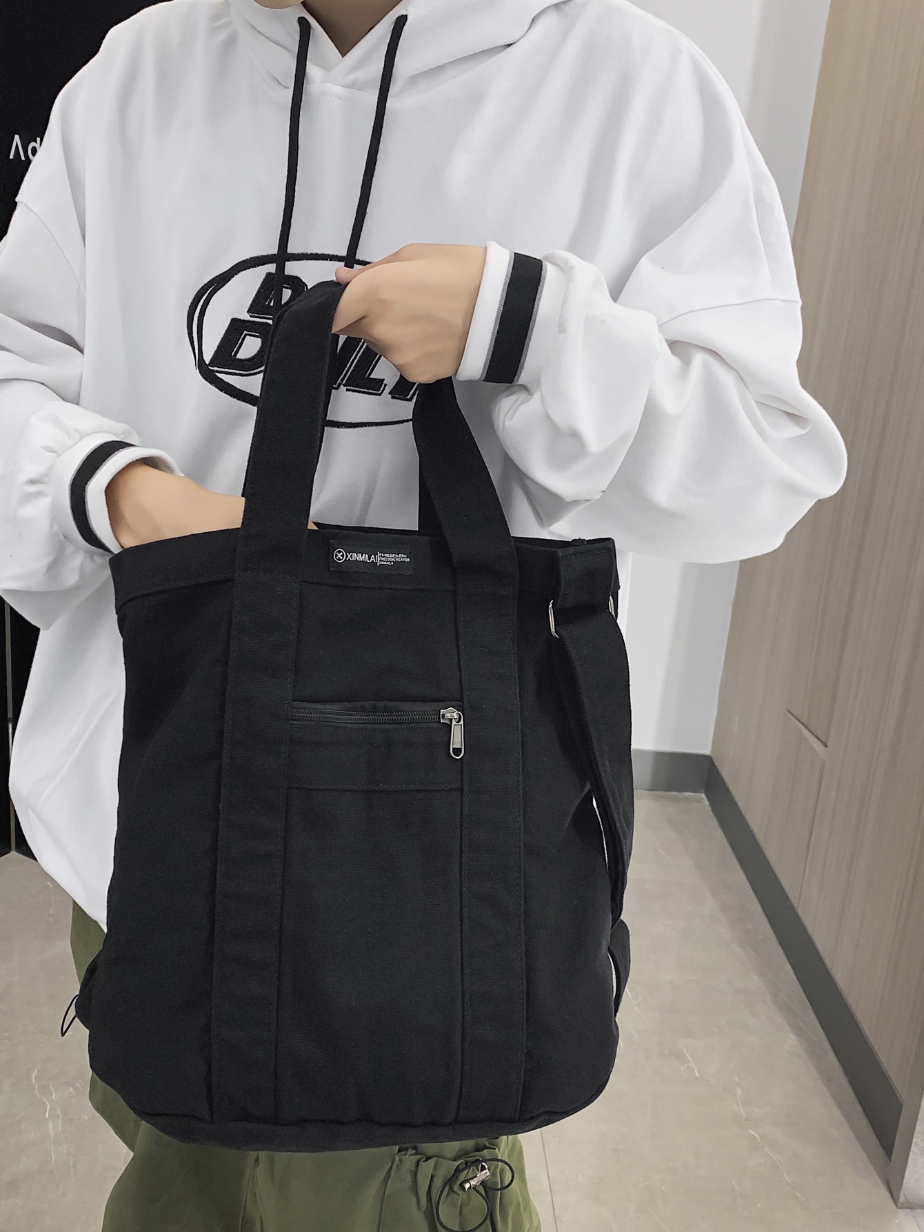 Мужская сумка-шоппер с буквенным рисунком Пляжная сумка Сумка для покупок Многоразовая сумка Спортивная сумка, черный сумка пляжная marc