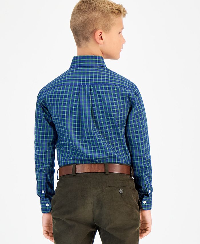 Классическая рубашка с длинными рукавами классического кроя для больших мальчиков Brooks Brothers, синий