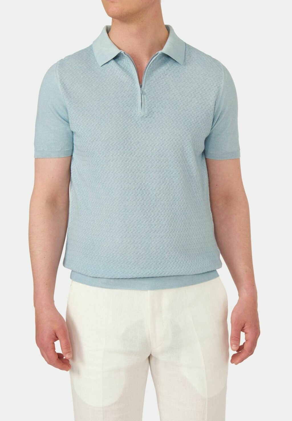 

Рубашка-поло ZIP STRUCTURED Oscar Jacobson, цвет bleached blue