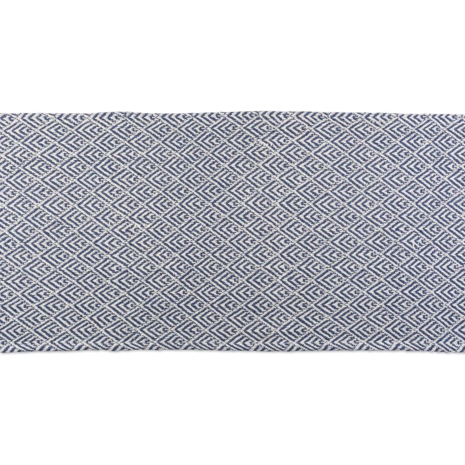 72-дюймовая сине-белая прямоугольная дорожка из ромба с бахромой на концах