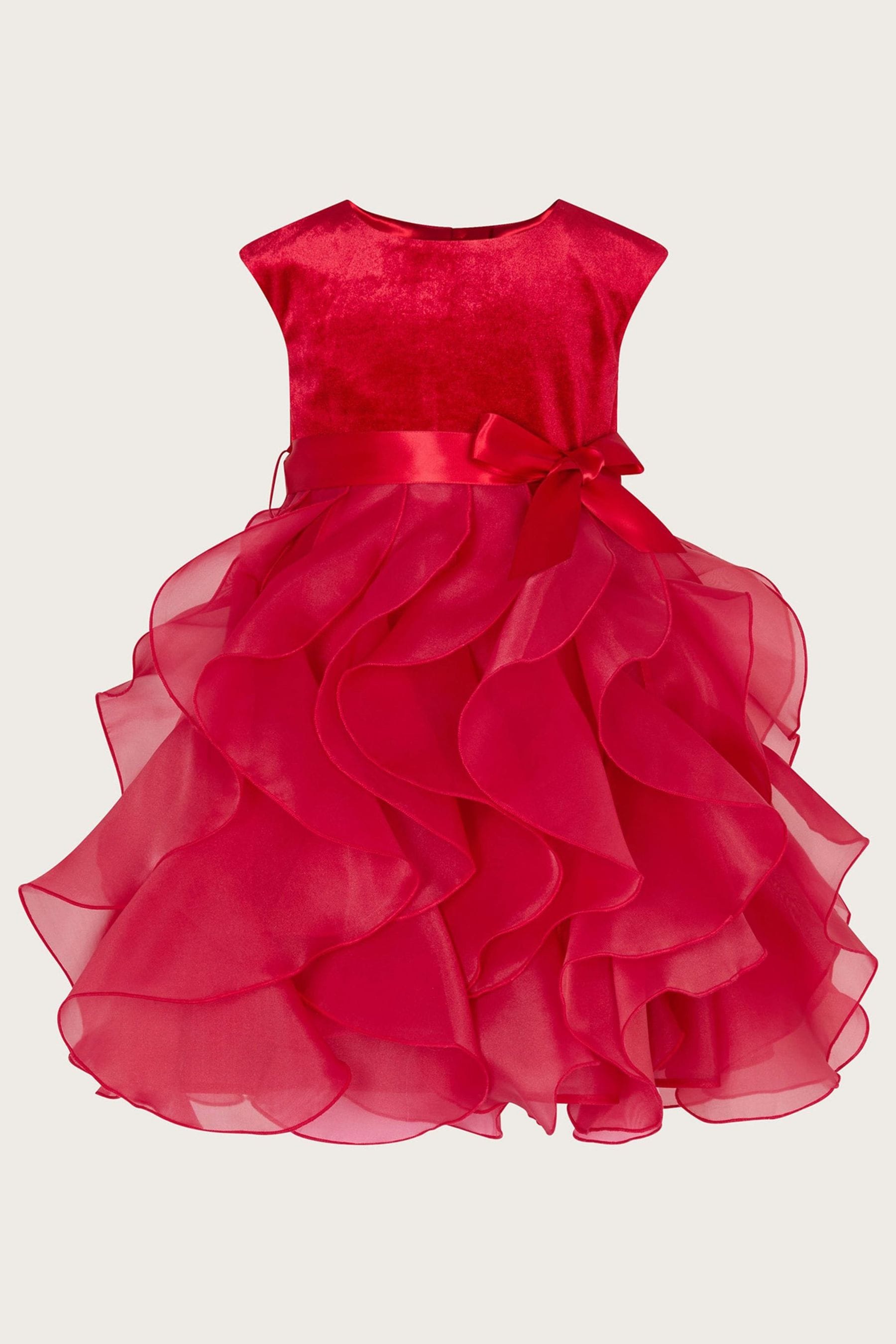 Красное бархатное детское платье Cancan Monsoon, красный
