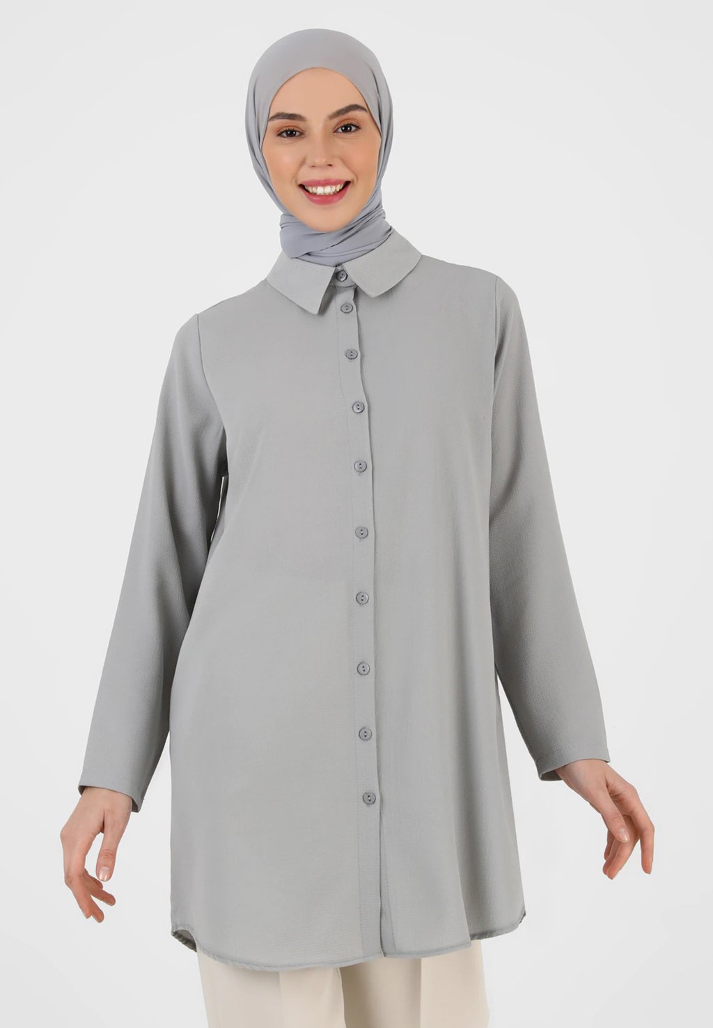 Блузка-рубашка POINT COLLAR TAVIN Modanisa, цвет grey спортивный костюм set tavin modanisa цвет grey