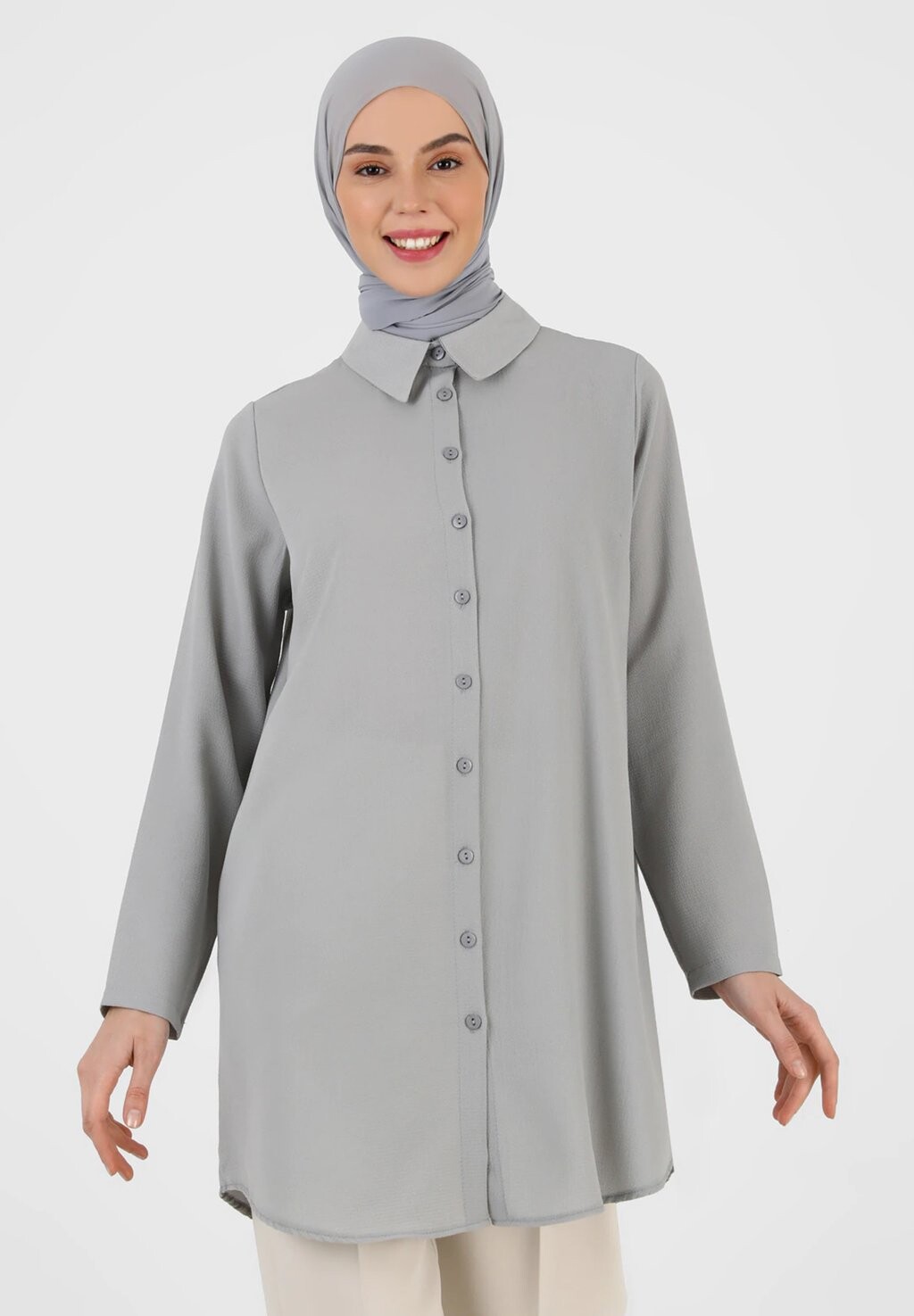 

Блузка-рубашка POINT COLLAR TAVIN Modanisa, цвет grey