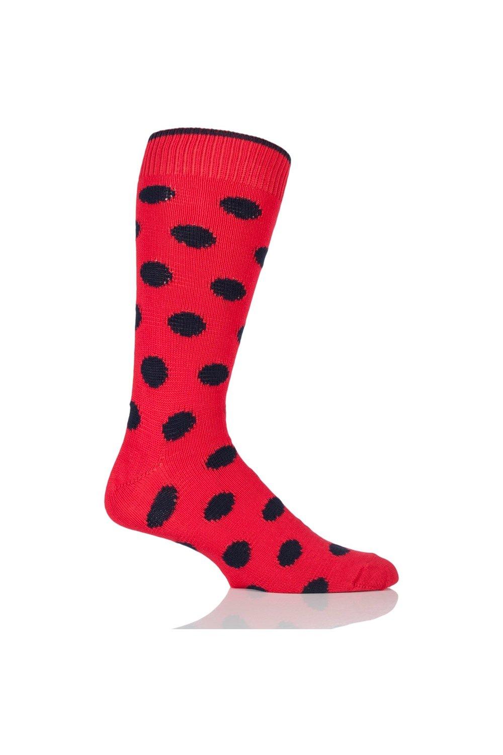 цена 1 пара пятнистых хлопковых носков SOCKSHOP of London, красный