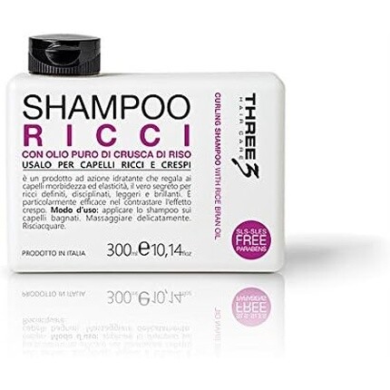 

Faipa Three Шампунь Ricci для завивки волос с чистым маслом рисовых отрубей без SLS-SLES парабенов 300мл