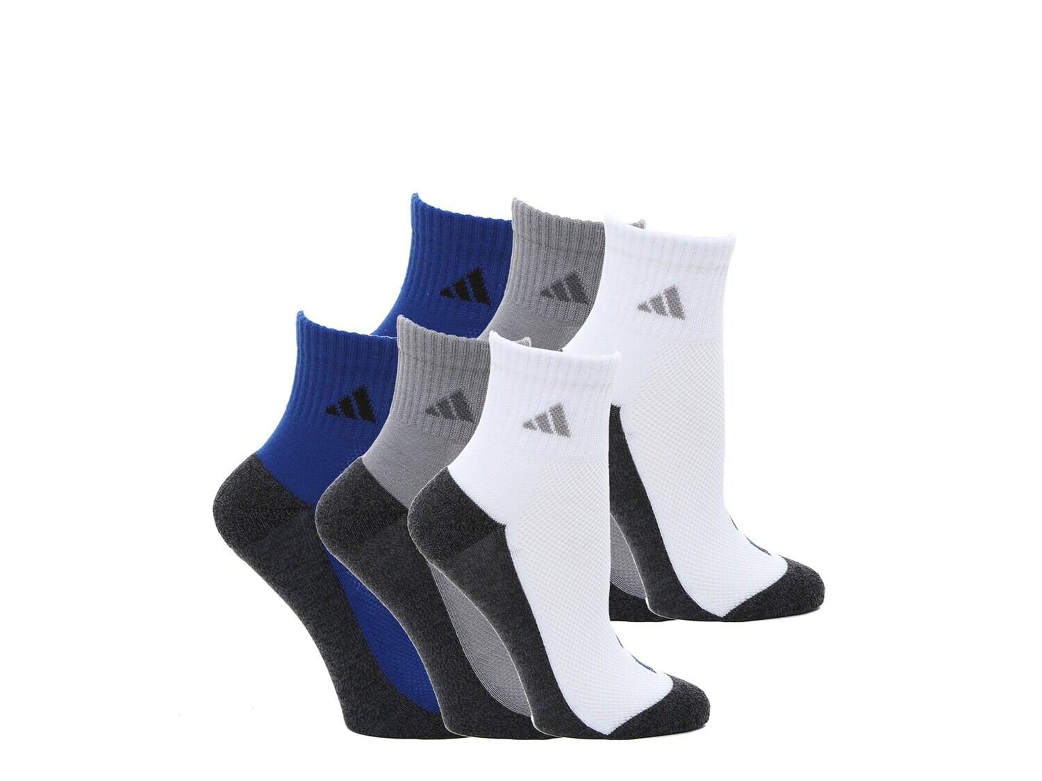 gel cushion полоски для обуви gel cushion гелевые для пятки Носки Adidas Cushion Stripe Quarter 6 шт, белый/синий