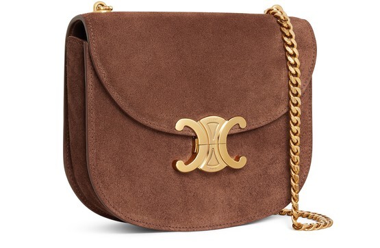 

Подростковая цепочка Besace Triomphe из замши из телячьей кожи Celine, коричневый