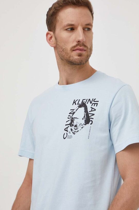 

Хлопковая футболка Calvin Klein Jeans, синий