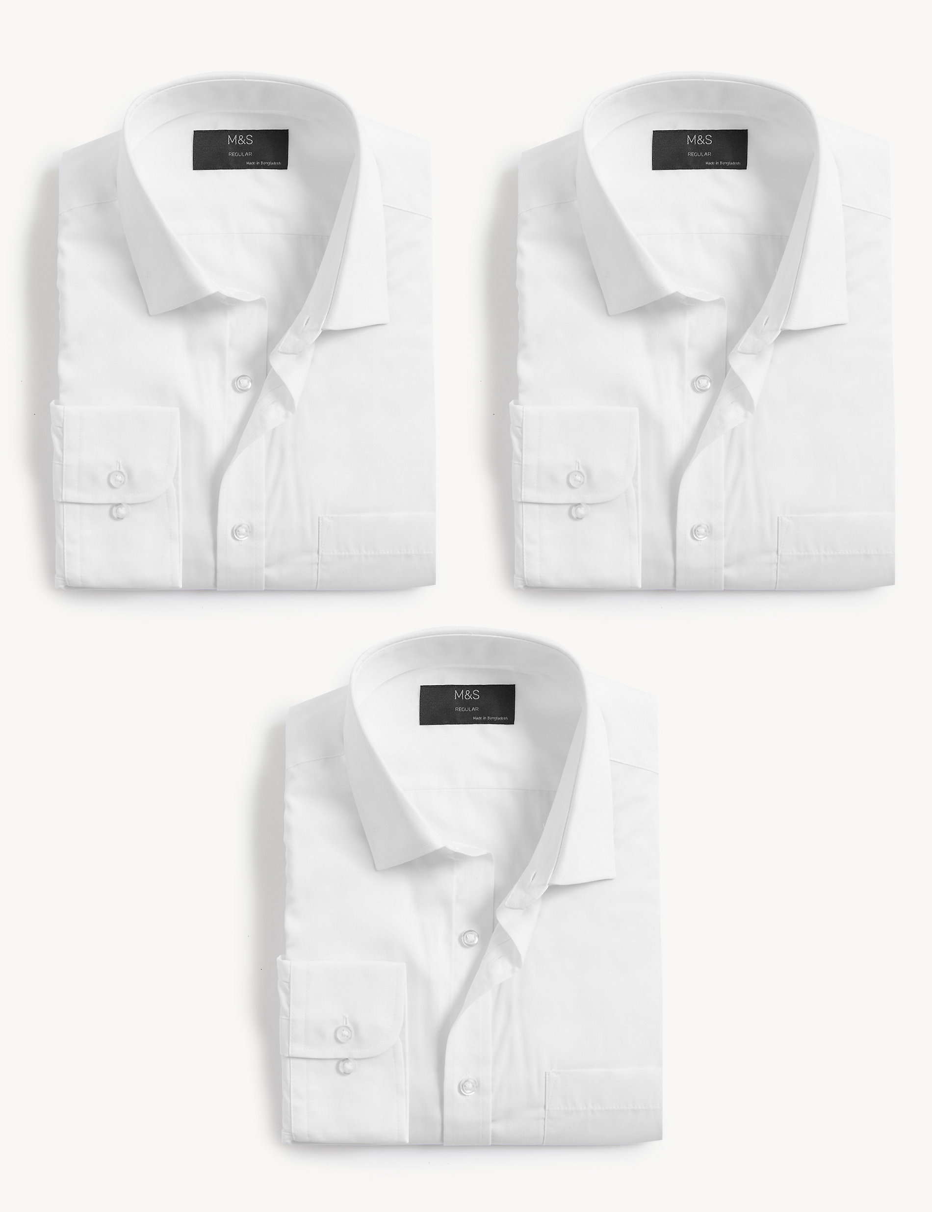 3 шт. рубашек стандартного кроя с длинными рукавами Marks & Spencer, белый
