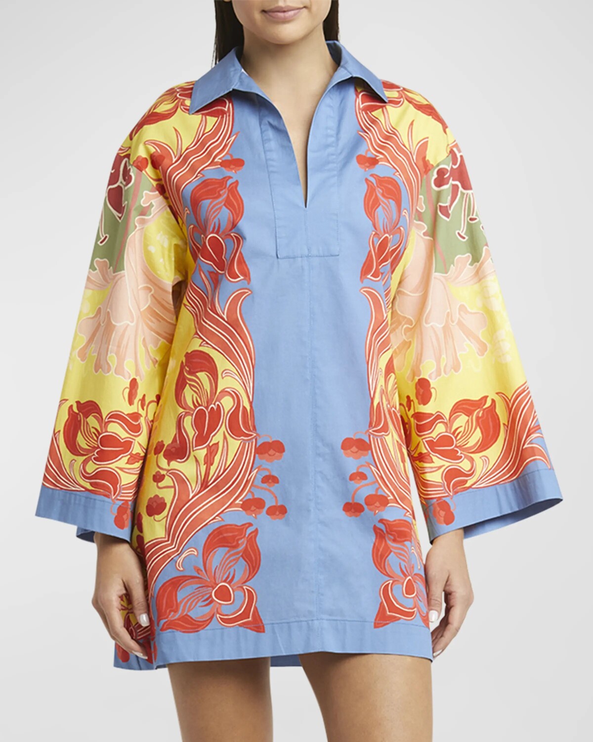 

Туника с цветочным принтом Etro, цвет Print On Yellow Base