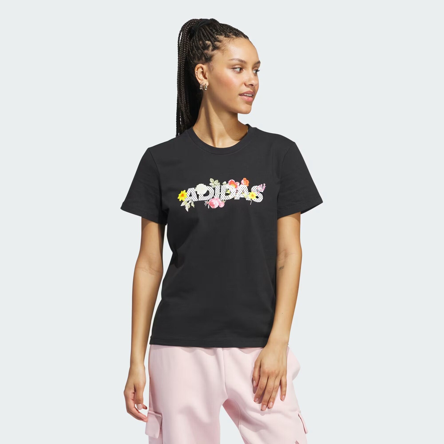 

Футболка с цветочным принтом и рисунком Adidas, Black