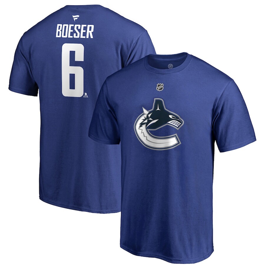 

Футболка с именем и номером Fanatics Branded Vancouver Canucks, синий